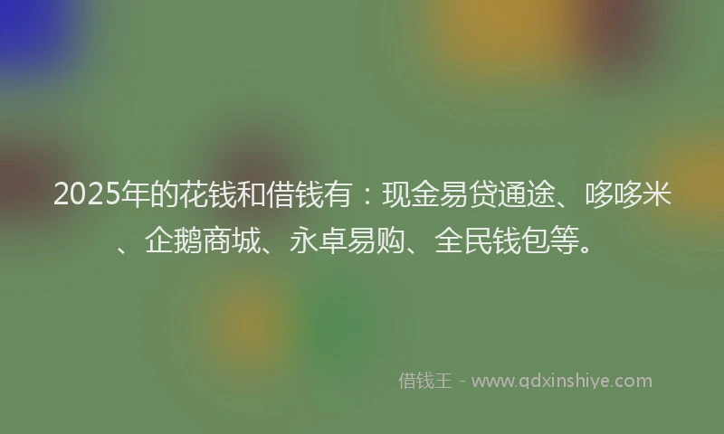 2025年的花钱和借钱有：现金易贷通途、哆哆米、企鹅商城、永卓易购、全民钱包等。