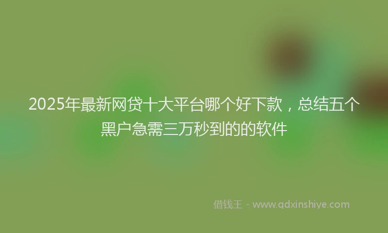 2025年最新网贷十大平台哪个好下款，总结五个黑户急需三万秒到的的软件