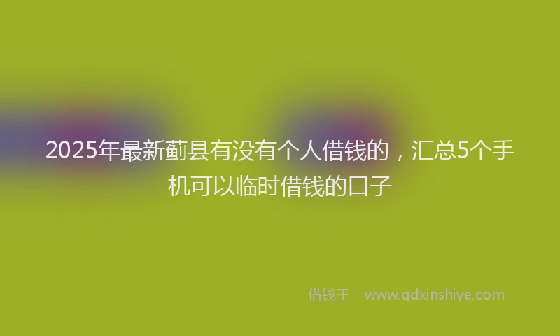 2025年最新蓟县有没有个人借钱的，汇总5个手机可以临时借钱的口子