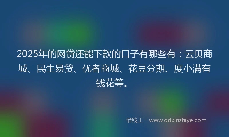 2025年的网贷还能下款的口子有哪些有：云贝商城、民生易贷、优者商城、花豆分期、度小满有钱花等。