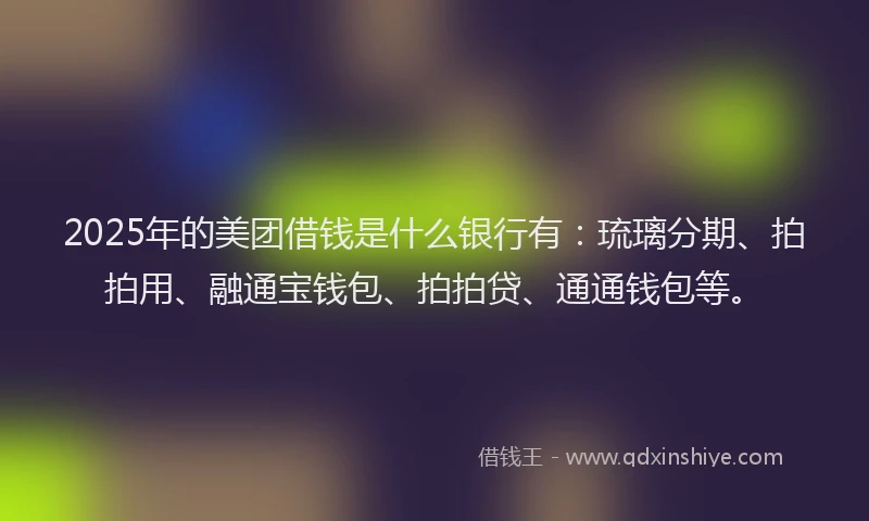 2025年的美团借钱是什么银行有：琉璃分期、拍拍用、融通宝钱包、拍拍贷、通通钱包等。