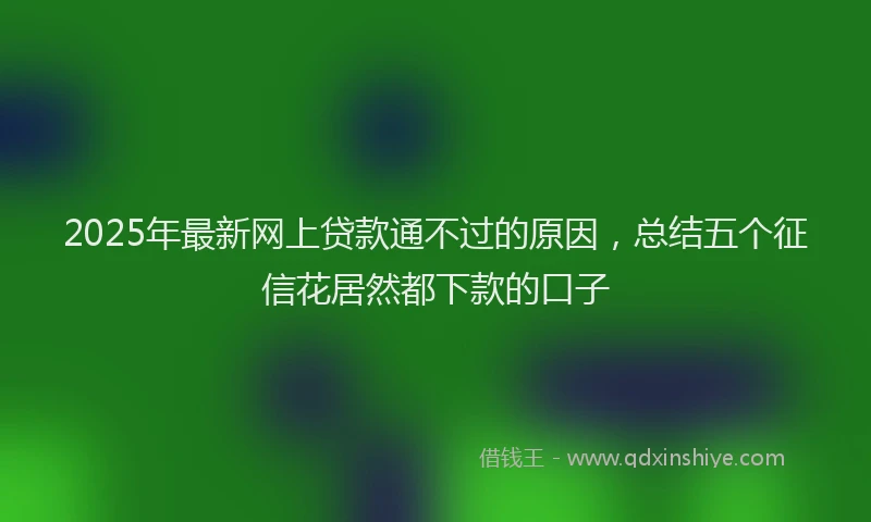2025年最新网上贷款通不过的原因，总结五个征信花居然都下款的口子