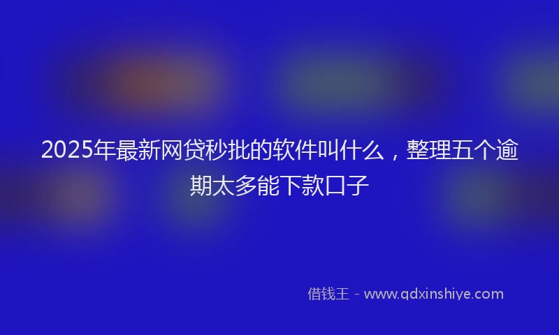2025年最新网贷秒批的软件叫什么，整理五个逾期太多能下款口子
