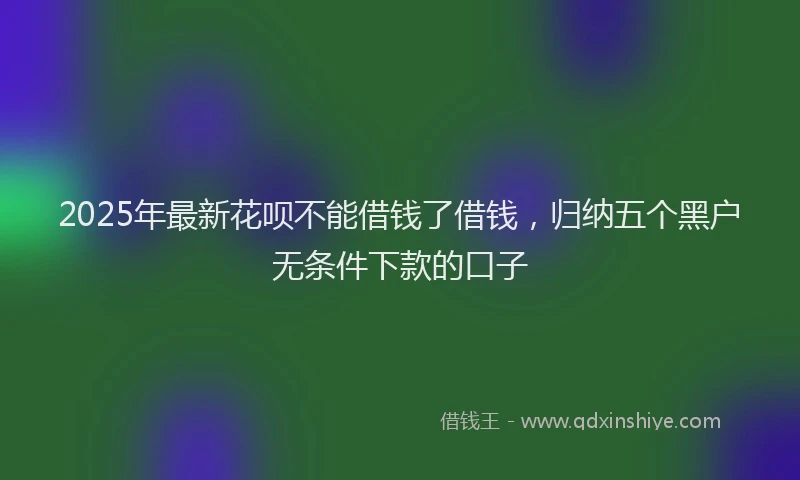 2025年最新花呗不能借钱了借钱，归纳五个黑户无条件下款的口子
