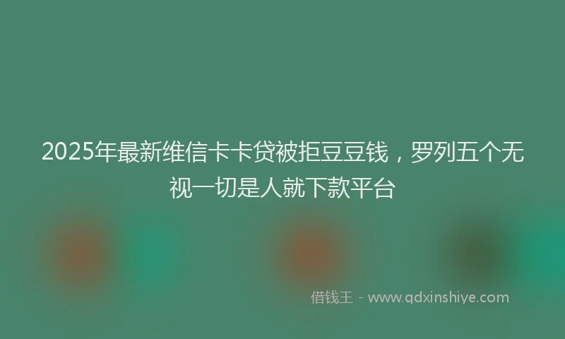 2025年最新维信卡卡贷被拒豆豆钱，罗列五个无视一切是人就下款平台
