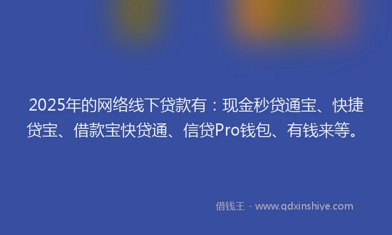 2025年的网络线下贷款有：现金秒贷通宝、快捷贷宝、借款宝快贷通、信贷Pro钱包、有钱来等。