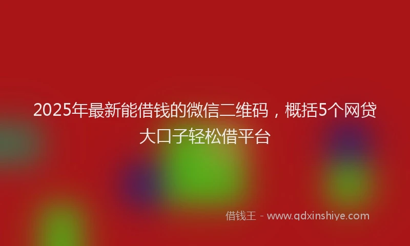 2025年最新能借钱的微信二维码，概括5个网贷大口子轻松借平台