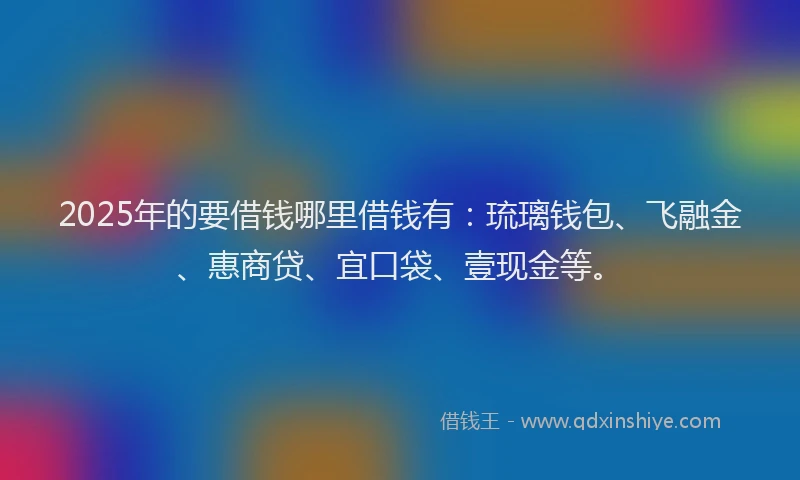 2025年的要借钱哪里借钱有：琉璃钱包、飞融金、惠商贷、宜口袋、壹现金等。