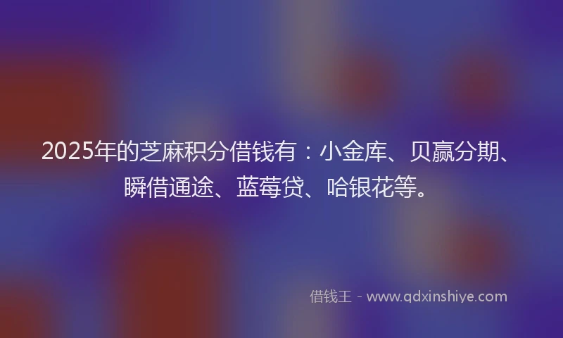 2025年的芝麻积分借钱有：小金库、贝赢分期、瞬借通途、蓝莓贷、哈银花等。