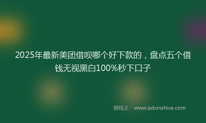 2025年最新美团借呗哪个好下款的，盘点五个借钱无视黑白100%秒下口子