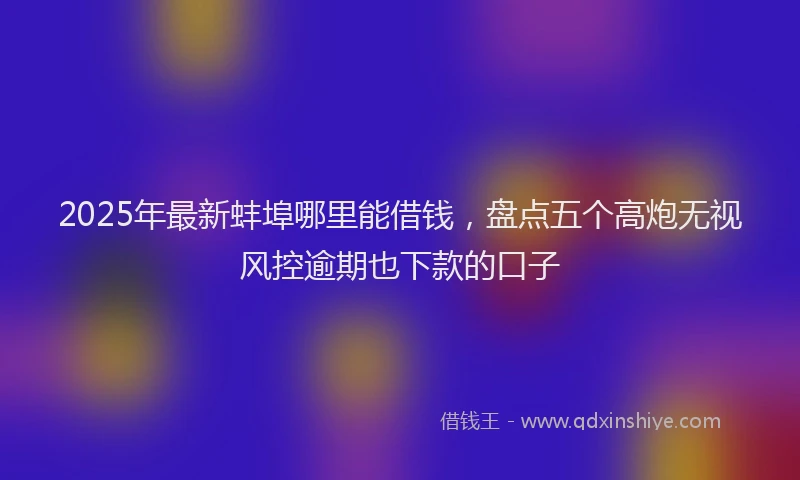 2025年最新蚌埠哪里能借钱，盘点五个高炮无视风控逾期也下款的口子