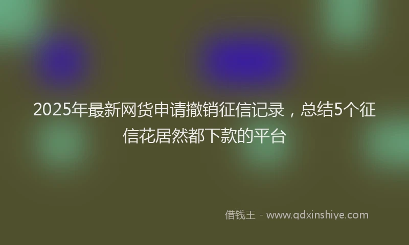 2025年最新网货申请撤销征信记录，总结5个征信花居然都下款的平台
