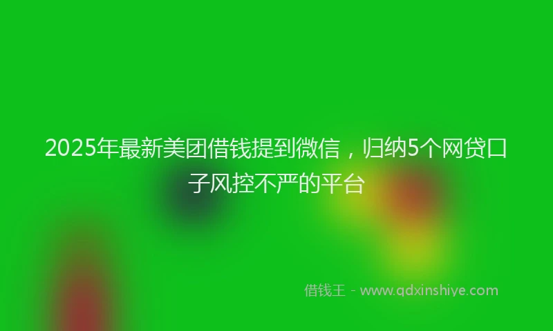 2025年最新美团借钱提到微信，归纳5个网贷口子风控不严的平台