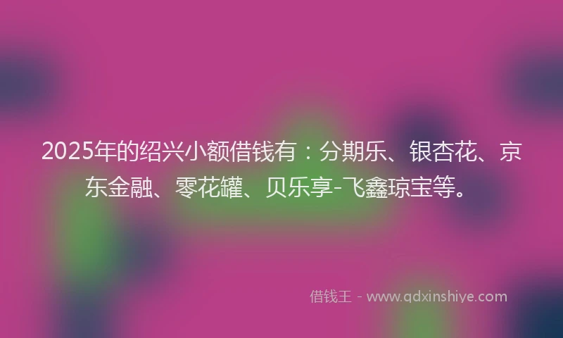 2025年的绍兴小额借钱有：分期乐、银杏花、京东金融、零花罐、贝乐享-飞鑫琼宝等。