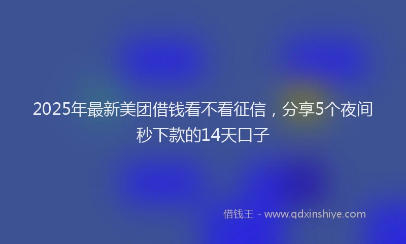 2025年最新美团借钱看不看征信，分享5个夜间秒下款的14天口子