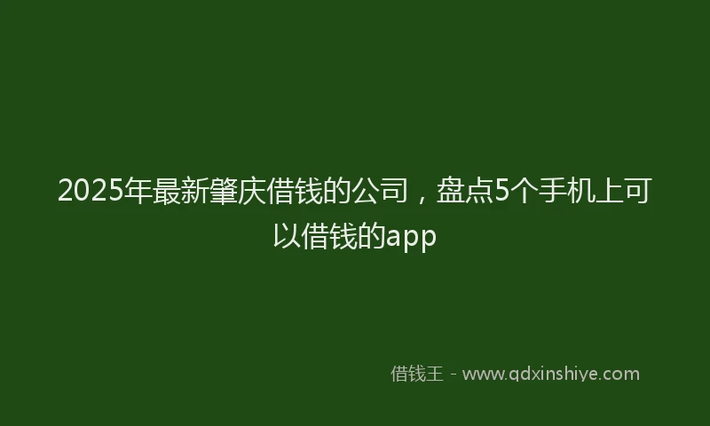 2025年最新肇庆借钱的公司，盘点5个手机上可以借钱的app