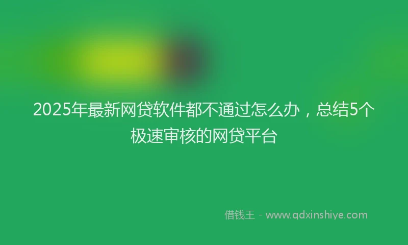 2025年最新网贷软件都不通过怎么办，总结5个极速审核的网贷平台