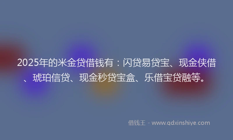 2025年的米金贷借钱有：闪贷易贷宝、现金侠借、琥珀信贷、现金秒贷宝盒、乐借宝贷融等。