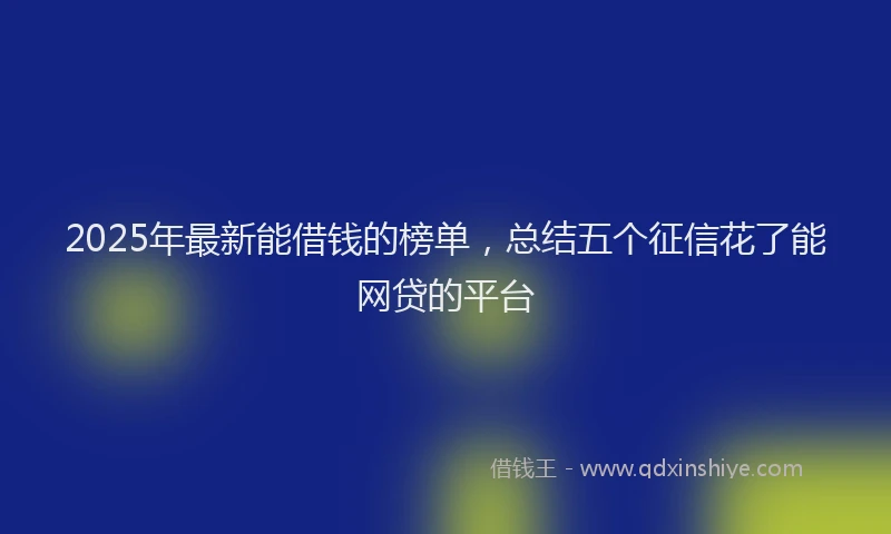 2025年最新能借钱的榜单，总结五个征信花了能网贷的平台