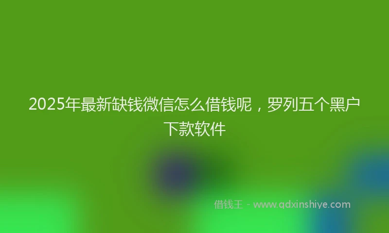 2025年最新缺钱微信怎么借钱呢，罗列五个黑户下款软件