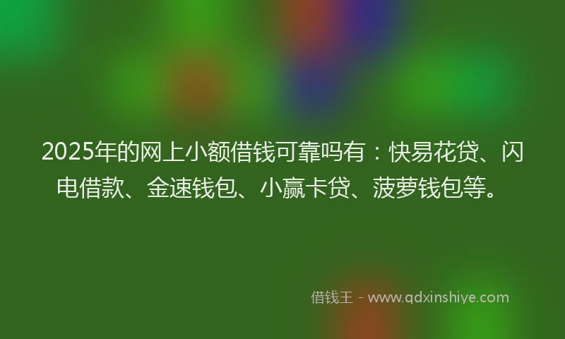 2025年的网上小额借钱可靠吗有：快易花贷、闪电借款、金速钱包、小赢卡贷、菠萝钱包等。