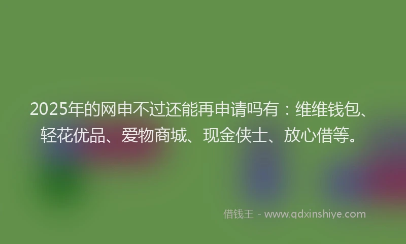 2025年的网申不过还能再申请吗有:维维钱包、轻花优品、爱物商城、现金侠士、放心借等。