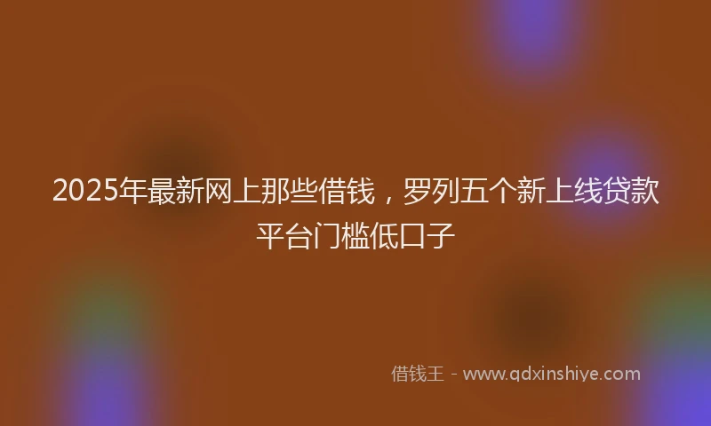 2025年最新网上那些借钱，罗列五个新上线贷款平台门槛低口子