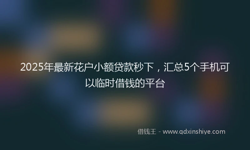 2025年最新花户小额贷款秒下，汇总5个手机可以临时借钱的平台