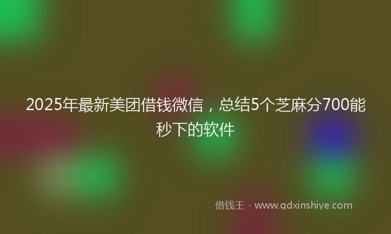 2025年最新美团借钱微信，总结5个芝麻分700能秒下的软件