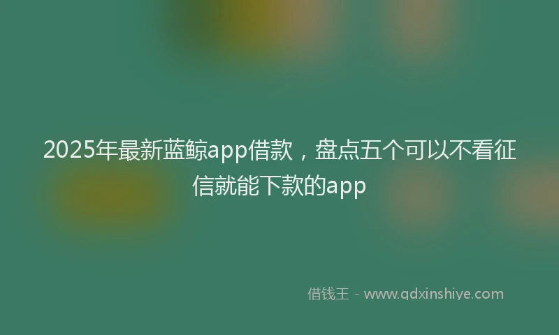 2025年最新蓝鲸app借款，盘点五个可以不看征信就能下款的app