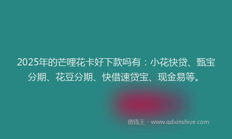 2025年的芒哩花卡好下款吗有：小花快贷、甄宝分期、花豆分期、快借速贷宝、现金易等。