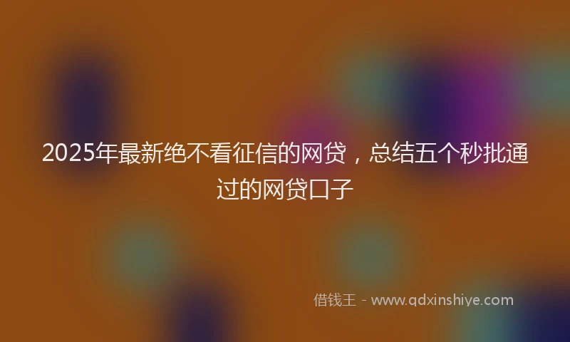 2025年最新绝不看征信的网贷，总结五个秒批通过的网贷口子