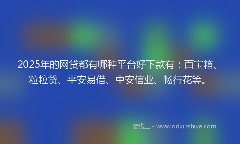 2025年的网贷都有哪种平台好下款有：百宝箱、粒粒贷、平安易借、中安信业、畅行花等。