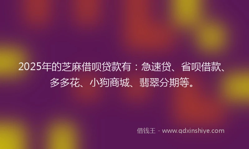2025年的芝麻借呗贷款有：急速贷、省呗借款、多多花、小狗商城、翡翠分期等。