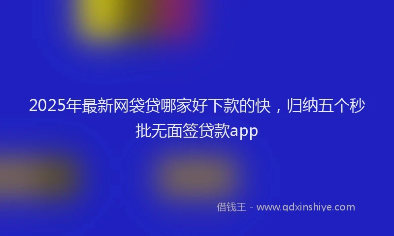2025年最新网袋贷哪家好下款的快，归纳五个秒批无面签贷款app