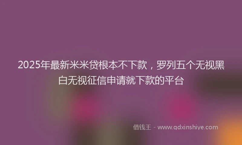 2025年最新米米贷根本不下款，罗列五个无视黑白无视征信申请就下款的平台