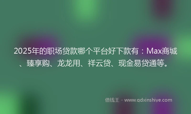 2025年的职场贷款哪个平台好下款有：Max商城、臻享购、龙龙用、祥云贷、现金易贷通等。