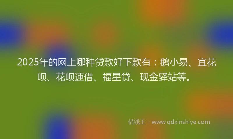 2025年的网上哪种贷款好下款有：鹅小易、宜花呗、花呗速借、福星贷、现金驿站等。