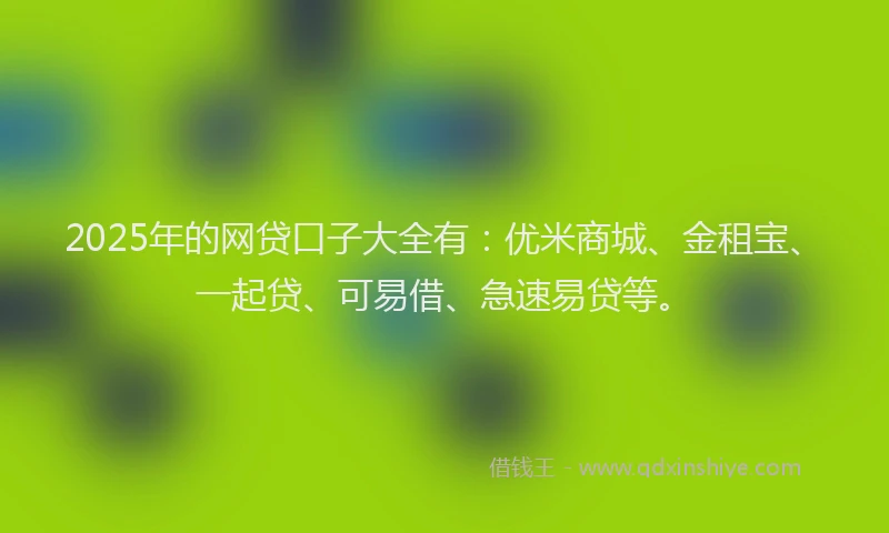 2025年的网贷口子大全有：优米商城、金租宝、一起贷、可易借、急速易贷等。