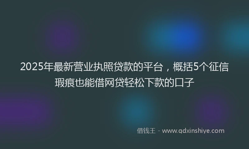 2025年最新营业执照贷款的平台，概括5个征信瑕疵也能借网贷轻松下款的口子
