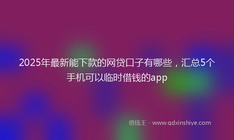 2025年最新能下款的网贷口子有哪些，汇总5个手机可以临时借钱的app