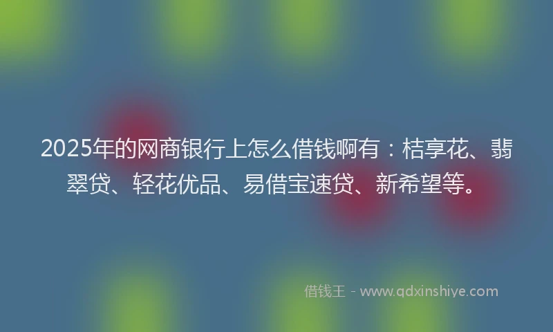 2025年的网商银行上怎么借钱啊有：桔享花、翡翠贷、轻花优品、易借宝速贷、新希望等。