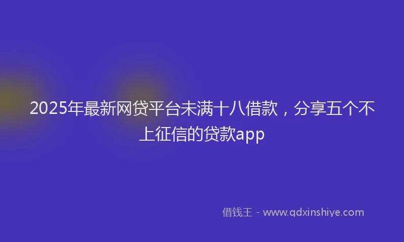 2025年最新网贷平台未满十八借款，分享五个不上征信的贷款app