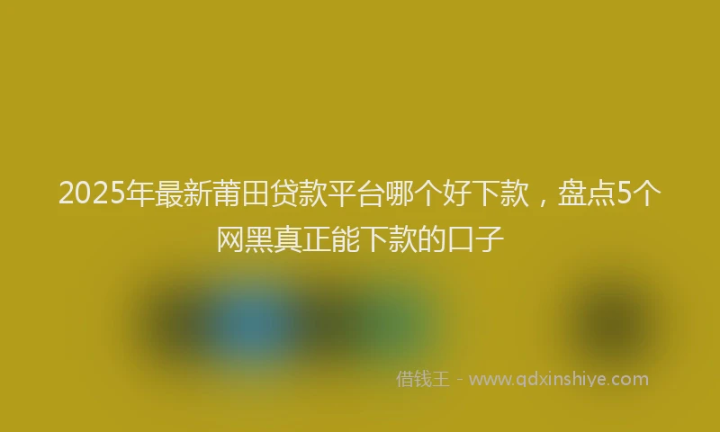 2025年最新莆田贷款平台哪个好下款，盘点5个网黑真正能下款的口子