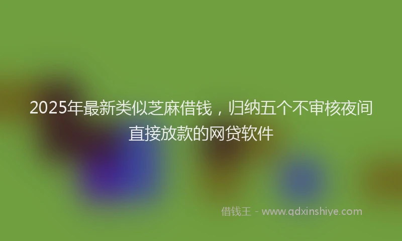 2025年最新类似芝麻借钱，归纳五个不审核夜间直接放款的网贷软件