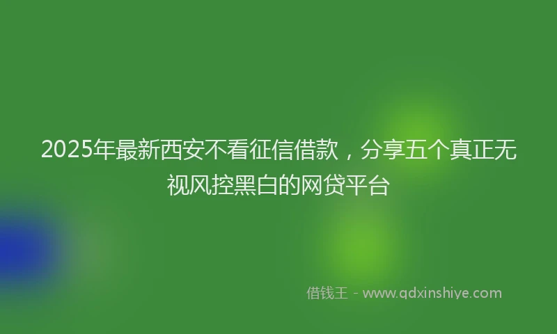 2025年最新西安不看征信借款，分享五个真正无视风控黑白的网贷平台