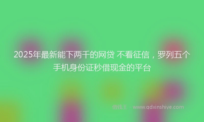 2025年最新能下两千的网贷 不看征信，罗列五个手机身份证秒借现金的平台