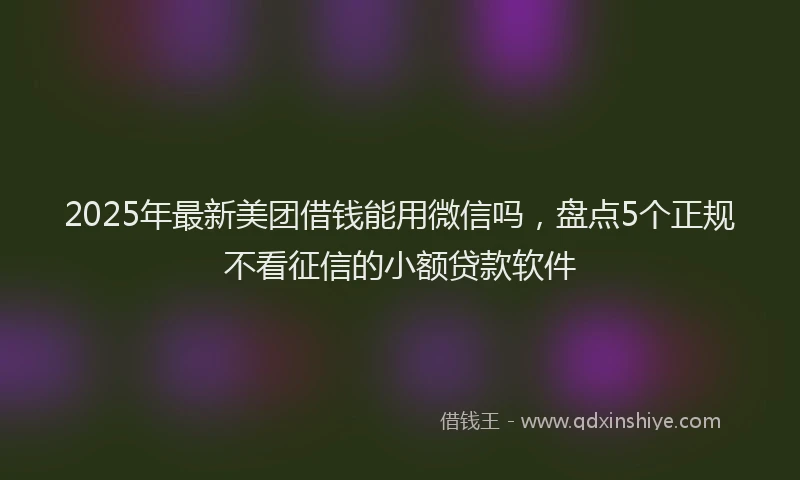 2025年最新美团借钱能用微信吗，盘点5个正规不看征信的小额贷款软件
