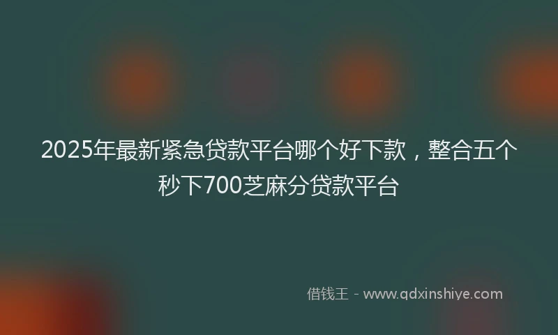 2025年最新紧急贷款平台哪个好下款，整合五个秒下700芝麻分贷款平台