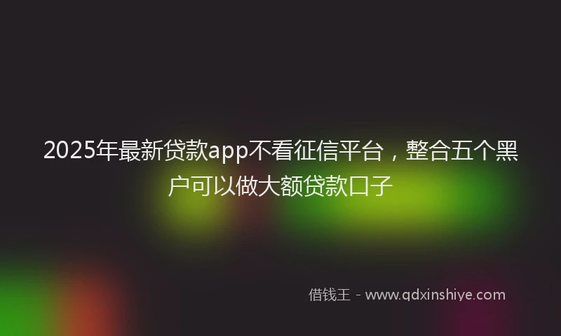 2025年最新贷款app不看征信平台，整合五个黑户可以做大额贷款口子
